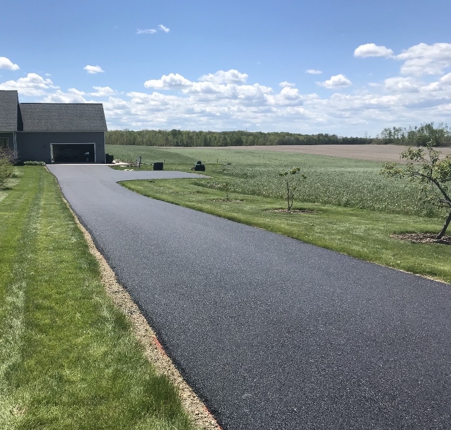 Long freshly paved country driveway in Trumbull County, Ohio