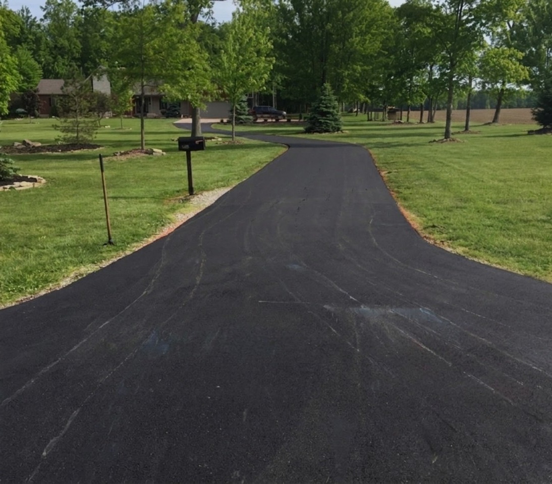 Freshly paved and hand-finished residential driveway with a smooth clean surface